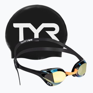 Okulary do pływania TYR Tracer-X Elite Mirrored gold/black
