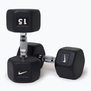 Hantel ogumowany Nike Strength Hex Dumbbell 15 kg black/white