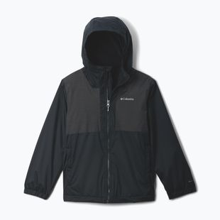 Kurtka przeciwdeszczowa dziecięca Columbia Rainy Trails II Fleece mountain black/black slub
