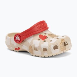 Klapki dziecięce Crocs Classic Heart Print Clog sandstone