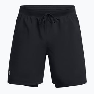 Spodenki do biegania męskie Under Armour Launch 7" 2IN1 black/black/reflective