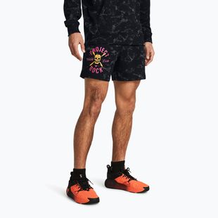 Spodenki treningowe męskie Under Armour Project Rock AOP Rvl Terry Sts black
