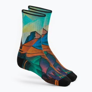 Skarpety damskie Smartwool Hike Targeted Cushion Mountain Prism Print Crew orange rust