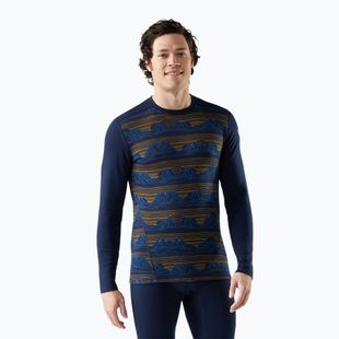Bluza termoaktywna męska Smartwool Merino 250 Baselayer Crew Boxed deep navy geo peaks
