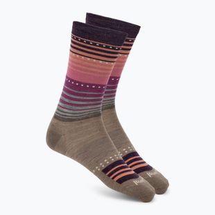 Skarpety damskie Smartwool Everyday Stitch Stripe Crew fossil/purple