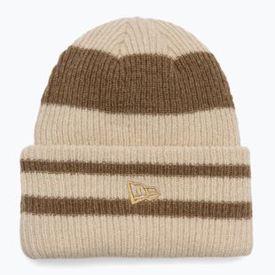 Czapka zimowa damska New Era Stripe Cuff Knit Beanie beige