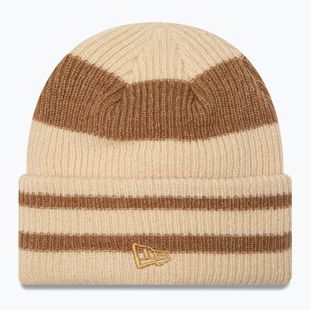 Czapka zimowa damska New Era Stripe Cuff Knit Beanie beige