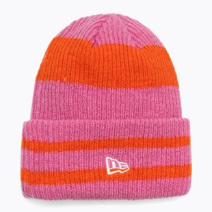 Czapka zimowa damska New Era Stripe Cuff Knit Beanie pastel pink