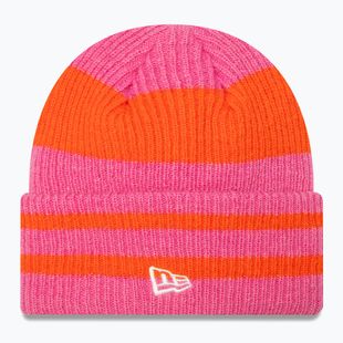 Czapka zimowa damska New Era Stripe Cuff Knit Beanie pastel pink