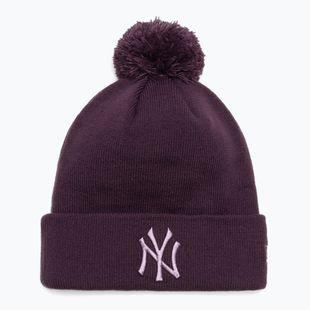 Czapka z daszkiem damska New Era Metallic Bobble Knit Beanie New York Yankees dark purple