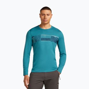 Longsleeve termoaktywny męski icebreaker Merino 200 Oasis Crewe Elevation Line topaz