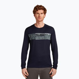 Longsleeve termoaktywny męski icebreaker Merino 200 Oasis Crewe Elevation Line midnight navy