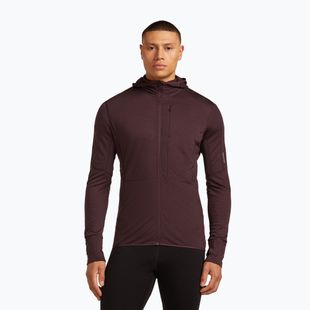 Bluza trekkingowa męska icebreaker Merino 200 RealFleece Descender Zip Hoodie java