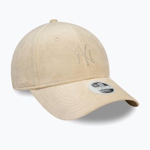 Czapka z daszkiem damska New Era Diamante Velour 9Forty New York Yankees light beige