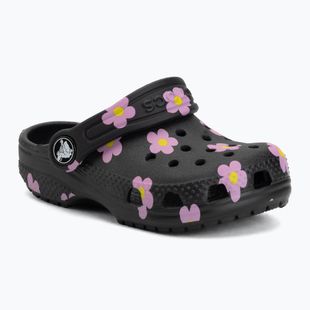 Klapki dziecięce Crocs Classic Flower 212671 black
