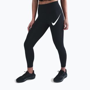 Legginsy do biegania damskie Nike Tempo Swoosh Run High-Waisted 7/8 black/white