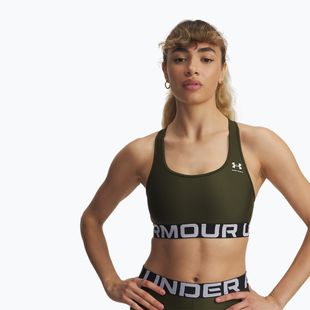 Biustonosz treningowy Under Armour HG Authentics Mid Branded expedition green/white