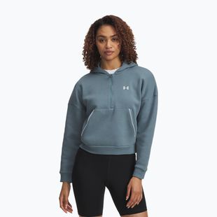 Bluza damska Under Armour Rival Fleece Piped HZ Hoodie jasper blue/white