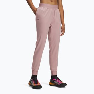 Spodnie treningowe damskie Under Armour Sport High Rise Woven tourmaline pink/maroon mist