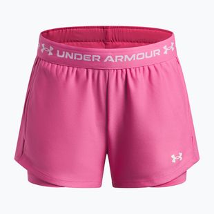 Spodenki treningowe dla dzieci Under Armour UA Tech Play Up 2IN1 Shorts pink frenzy/white