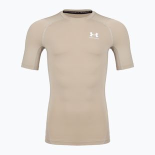 Koszulka treningowa męska Under Armour HG Armour Comp timberwolf taupe/white