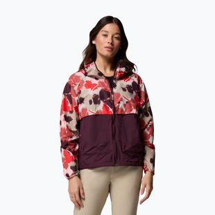 Kurtka przeciwwiatrowa damska Columbia Spire Valley Printed Windbreaker washed red ikatbloom print/moonvista