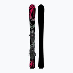 Narty zjazdowe dziecięce Salomon QST Jr Black XS + wiązania C5 GW black/neon punch