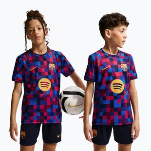 Koszulka piłkarska dziecięca Nike FC Barcelona Dri-Fit Pre-Match noble red/mineral yellow