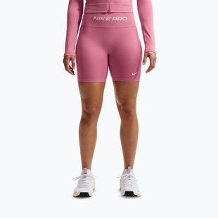 Spodenki treningowe damskie Nike Pro Seamless High Waisted Biker 5" peony/white