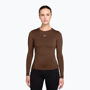 Longsleeve treningowy damski Nike One Fitted cacao wow/white