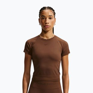 Koszulka treningowa damska Nike Pro Seamless Dri-Fit SS cacao wow