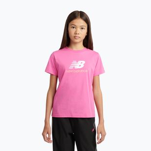 Koszulka dziecięca New Balance Jersey Stacked Logo Tee pink satin
