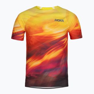 Koszulka do biegania męska HOKA Race Day Short Sleeve TR PRT hoka citrus print