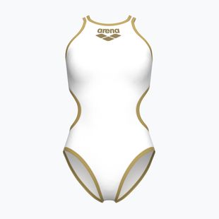 Strój pływacki jednoczęściowy damski Arena One Biglogo One Piece white/gold