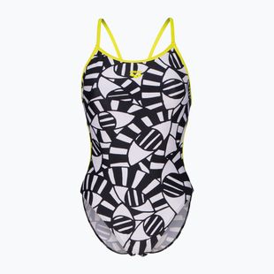 Strój pływacki jednoczęściowy damski arena Open Your Eyes Lace Back black multi/soft green