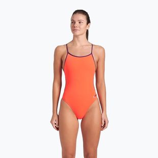 Strój pływacki jednoczęściowy damski arena Lace Back Solid bright coral/plum