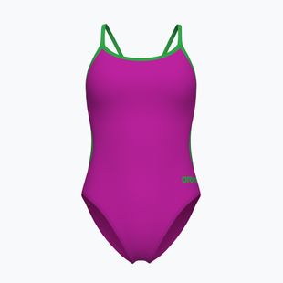 Strój pływacki jednoczęściowy damski Arena Lace Back Solid very fuchsia/team green