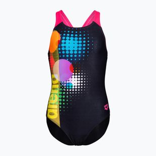 Strój pływacki jednoczęściowy dziecięcy arena Dots Swim Pro Back black multi/black/shocking pink