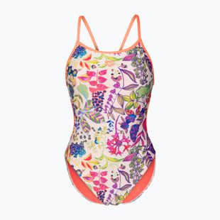 Strój pływacki jednoczęściowy damski arena Painting Lace Back multi/bright coral