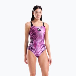 Strój pływacki jednoczęściowy damski arena Peacock Swim Pro Back multi pink/black