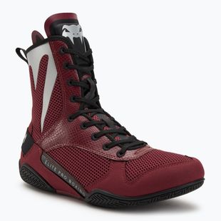 Buty bokserskie Venum Elite Boxing wine lees/silver logo