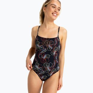 Strój kąpielowy jednoczęściowy damski ROXY Active Basic Printed anthracite athletic hibiscus