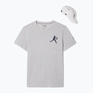 Koszulka męska + czapka Lacoste TH1044 silver chine/ navy blue