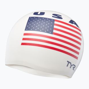 Czepek pływacki TYR USA Silicone white
