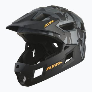 Kask rowerowy dziecięcy Alpina Rupi black camo/orange matt