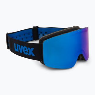 Gogle narciarskie dziecięce UVEX Pwdr FM black matt/mirror blue smoke clear