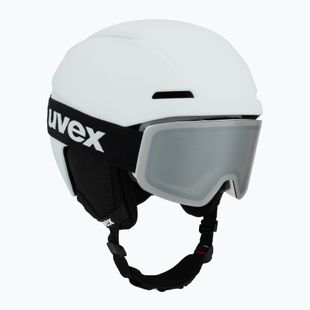 Kask narciarski dziecięcy UVEX Viti Set + gogle Speedy Pro white matt/mirror silver/green/clear