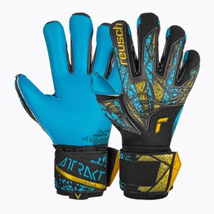 Rękawice bramkarskie Reusch Attrakt Aqua Finger Support black/gold/aqua