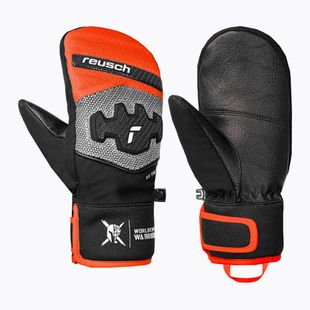 Rękawice narciarskie dziecięce Reusch Worldcup Warrior Prime R-Tex XT Mitten black/silver/fluo red