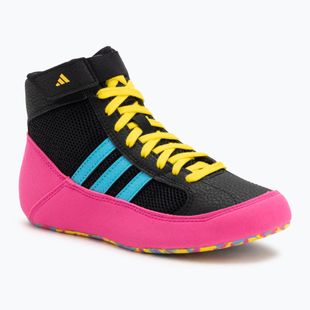 Buty bokserskie dziecięce adidas Havoc core black/signal cyan/yellow